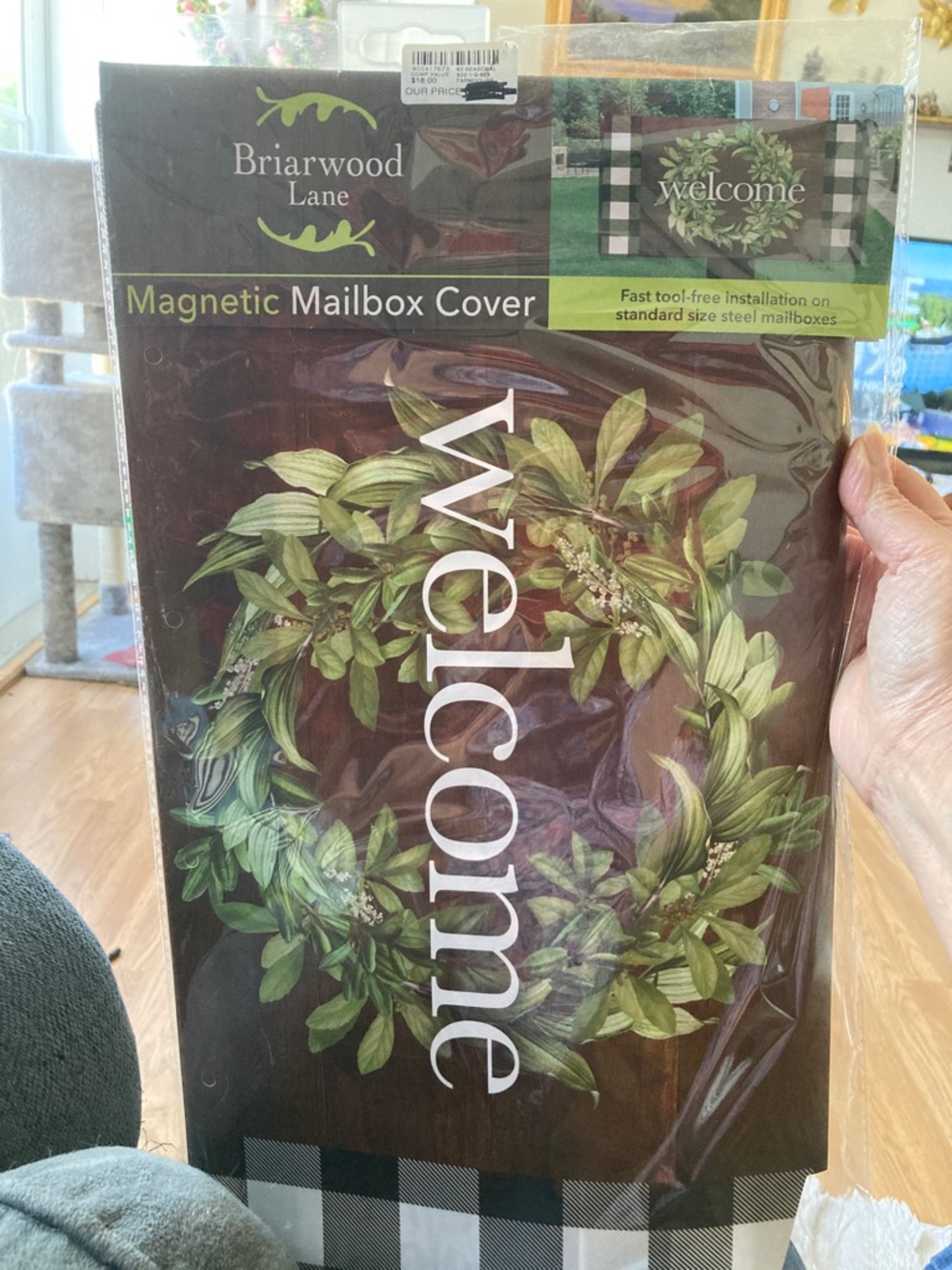 Briarwood Lane Welcome Magnetic Mailbox Cover with Green Wreath Farmhouse